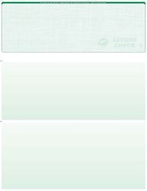 50 Blank Check Stock Paper - Check on Top - Green - Linen - $7.21