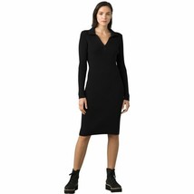 New Womens NWT PrAna XL Sweater Dress Organic Cotton Knit Black Acadia Collar  - £155.02 GBP