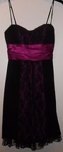 Woman&#39;s Beautiful Sz Small Speechless Black Lace Party Dress Magenta Satin Trim - £27.68 GBP