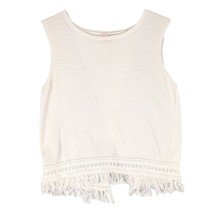 Lilly Pulitzer Women&#39;s S Linen Cotton Fringe Knit Crop Tank Top Crossover Back - £19.43 GBP