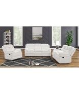Fazeley Eggshell White Thick Stripe Fabric Reclining Sofa Set - $2,299.00