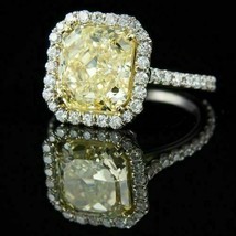 3.00Ct Cushion Cut Yellow Citrine Halo Engagement Ring 14k White Gold in Size 7 - £214.85 GBP