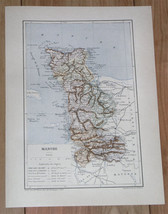 1887 Antique Original Map Of Department Of Manche Normandy / France - £17.75 GBP