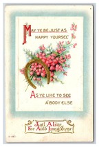 Christmas Greetings Rose Poinsettias Poem Embossed DB Postcard O18 - $3.91
