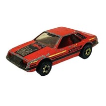 Vtg 1980&#39;s Hot Wheels Turbo Mustang Cobra Gold Wheels Red The Hot Ones H... - £7.13 GBP