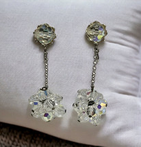Vintage Aurora Boreal is AB Crystal Drop Dangle Clip On Earrings - $23.72