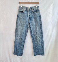 Agolde Jeans Women 27 Blue 90s Pinch Straight Button Fly Fray Hem Denim ... - $54.99