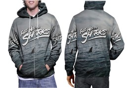 Feed Her To The Sharks Savage Seas   Mens Graphic Zip Up Hooded Hoodie - £27.28 GBP+