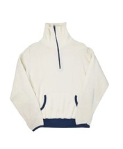 Vintage 70s Sweatshirt Mens S 1/2 Zip Pullover White Ringer Kangaroo Pouch - £26.53 GBP