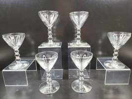 6 Libbey Knob Hill Clear 3 Ball Stem Liquor Cocktail Glasses Set Vintage USA Lot - £37.09 GBP