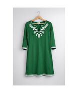 Tuckernuck Green Embroidered Tunic Dress Women's 3/4 Sleeve Resort Chic ... - $74.25