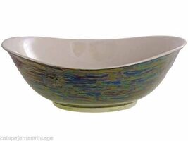 RETRO VTG 1950s Signed Evelyn Wesfer Dark Green Iridescent China Bowl MCM - $25.32 CAD