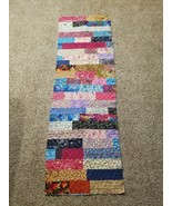Handmade Patchwork Quilt Piece Colorful 63&quot;x20&quot; Unfinished Rectangle Piece - $24.30 CAD