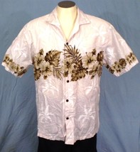 Ky&#39;s Large White Button Down Hawaiian Shirt with Pocket Floral - £19.98 GBP