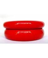  Vintage Pair Lucite Lipstick Red Bracelets Chunky Wide Stacking Bangles  - $30.00