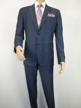 Men Suit BERLUSCONI Turkey 100% Soft Italian Wool Super 180's #Ber27 Navy Blue image 2
