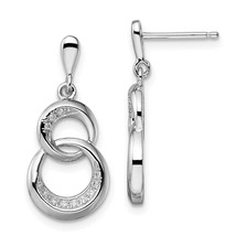 Sterling Silver &amp; CZ Brilliant Embers Dangle Post Earrings Jewelry - £34.18 GBP