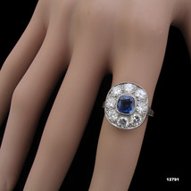 Art Deco Platinum Diamond Engagement Ring Sapphire Edwardian Ring - £4,595.44 GBP