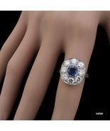 Art Deco Platinum Diamond Engagement Ring Sapphire Edwardian Ring - £4,495.58 GBP