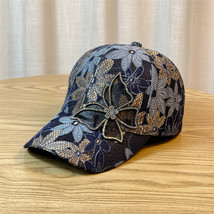 Lace Thin Hat Women&#39;s Breathable Sunscreen Rhinestone Butterfly Baseball... - £9.56 GBP