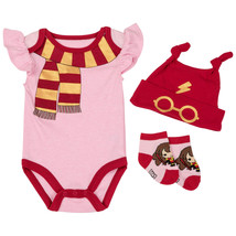 Harry Potter School Uniform 3-Piece Infant Bodysuit Set with Cap Multicolor - £18.15 GBP