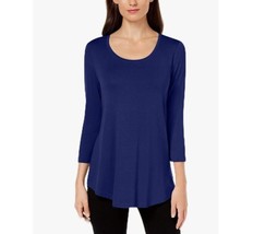 JM Collection Womens Plus 0X Bright Sapphire Scoop Neck 3/4 Sleeve Top NWT A66 - £17.75 GBP