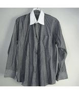 Diamante Mens Grey / White Single Needle Tailoring Dress Shirt - $9.60