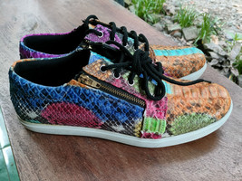 Multicolor Snake Skin Sneakers Casual Walking Shoes - $250.00