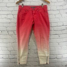 Prana Jeans Womens Sz 2/26 Pink White Ombre Skinny Ankle Zippers Capri - £31.15 GBP