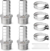 Stainless Steel Barbed Hose Fittings, 1&quot; Hose Barb To 1&quot; Male Npt Home, ... - £27.32 GBP