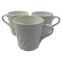 Vintage Corning Ware White Swirl Mug Coffee Tea Cup Corelle Enhancements Set 3 - £18.88 GBP