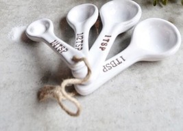 Terra-cotta Measuring Spoons,Antique White- Rustic Farmhouse NEW w/o Tags - $13.72