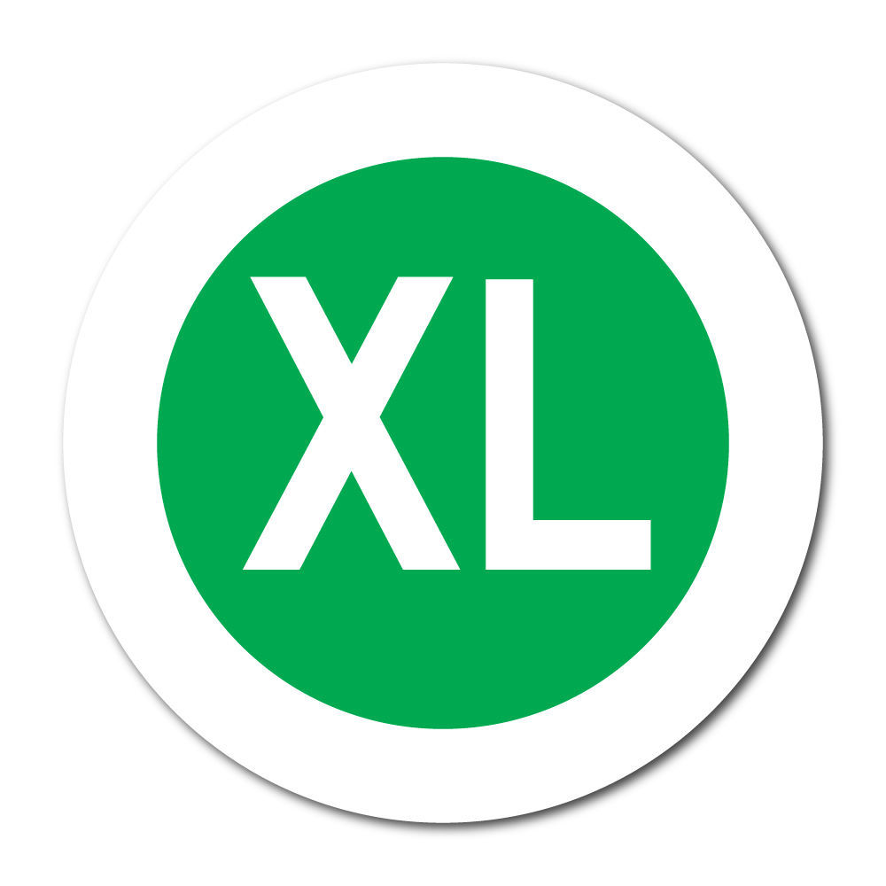 1 Inch Circle, &quot;XL&quot; Extra Large, Clothing Size Labels, Roll of 100 Stickers - $7.95