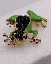 Green Frog Pin Brooch Rhinestone - £6.20 GBP