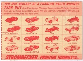 Vintage Strombecker Phantom Formula Race Contest 4&quot; x 5 1/2&quot; - $2.74