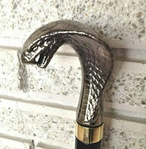 Cane King Cobra Serpent Snake Head Metallic Pharaoh Handled Cane Walking... - $38.61