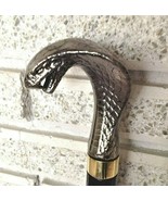 Cane King Cobra Serpent Snake Head Metallic Pharaoh Handled Cane Walking... - $52.68 CAD