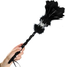 Black Witch Feather Broom Wand - 19&quot; (1 Piece) - Perfect Halloween Prop for Witc - £23.17 GBP