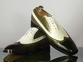 Te   olive green longwing handmade laced up burnished formal dress oxford leather shoes thumb200