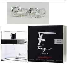 New in box F by Ferragamo Black Cologne with bonus Gancini Cufflinks Gift pack - £118.55 GBP