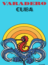 16x20&quot;Poster Decor.Room design art print.Varadero Beach Cuba.Sea horse.6010 - £14.69 GBP