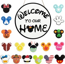 19 Pcs.Mouse Interchangeable Welcome Door Sign Welcome To Our Home Hanging Signs - £31.11 GBP