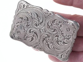 Vintage Diablo Hand Engraved Sterling silver overlay belt buckle - $143.55