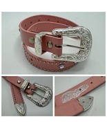 NOCONA Western GIRLS  Pink Leather BELT Embellished details Size 20 Kids - $458.81 MXN
