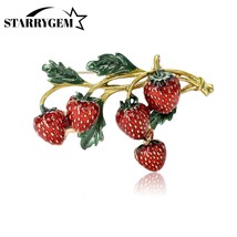 Charming Enamel Strawberry Brooch  Unisex Gift Accessory - $28.01