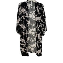 Spiritual Gangster Kimono Robe Black Floral MAYA Cardigan Tie Front  w P... - $11.88