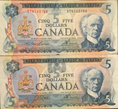 1972 1979 BANK OF CANADA DOLLARS 5$ BANK NOTE - Lot of 2 notes - £37.49 GBP