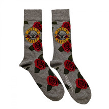 Guns N&#39; Roses Classic Logo Rose Pattern Crew Socks Grey - £11.89 GBP