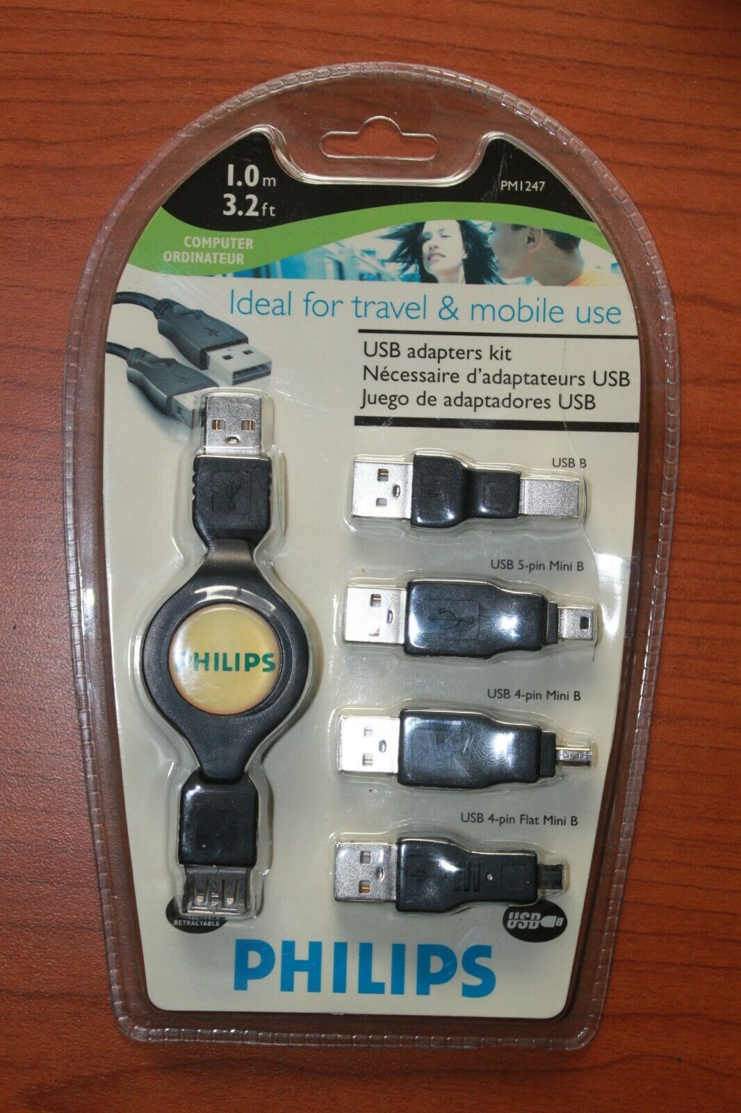New Philips  PM1247 USB Extension Cables kit 3.2 ft. Travel and Mobil use - $5.49
