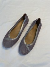 Vionic Womens 9 Flats Caroll Metallic Shimmer Pewter Purple Leather Print Ballet - £27.07 GBP